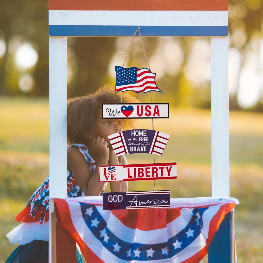 Day Independence Exclusive Wooden Hanging Decorations With Usa Flag Design Celebrations For