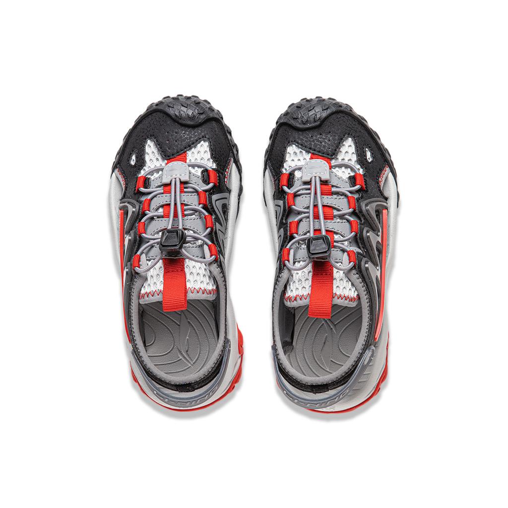 Li-Ning Cloud Tuff RB Letter Brand Logo Color Block Kids Sandals Kids Sandals Black Gray Red YKKU006-1