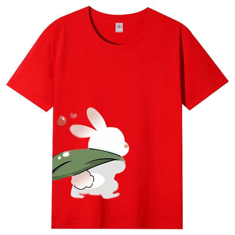 Damer Sommer Populær Kortarmet T-skjorte Bomull Pustende Løs Topp Trykket T-skjorte Casual