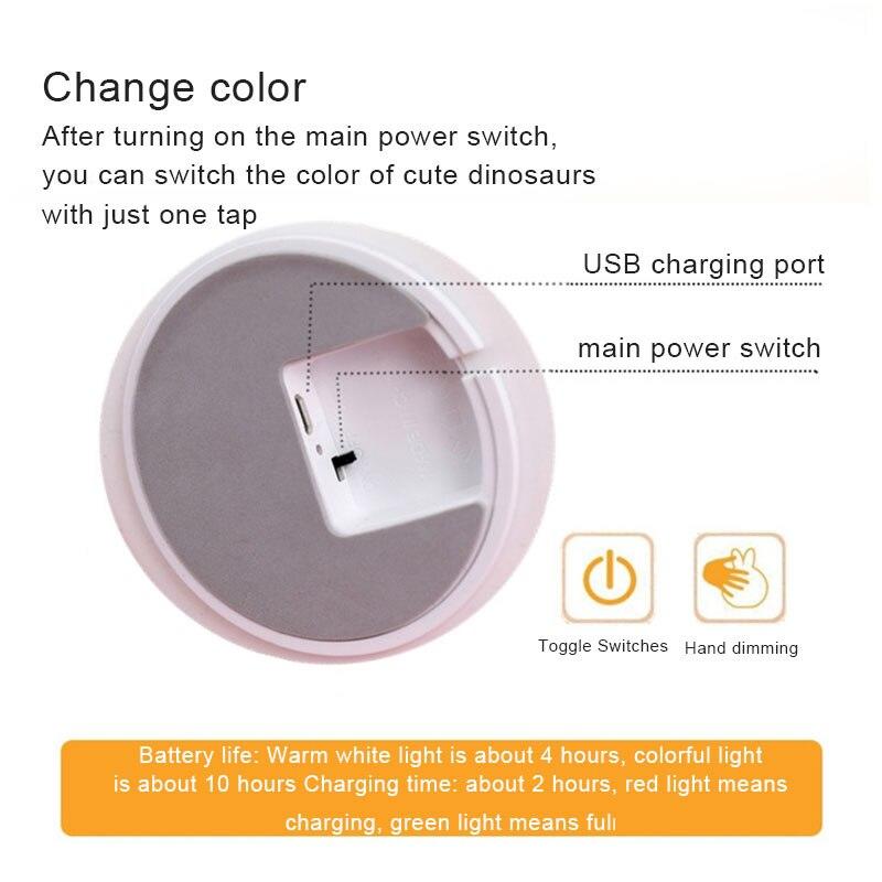 DinoToon Dinosaur LED Night Lamp Night Lamp Tap to change color USB Light Battery A1 | LED Table Lamps