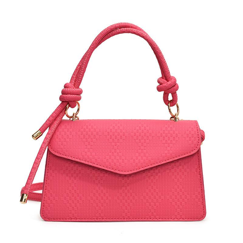Chic Medium Woven Texture Handbag For Women Stylish Casual Shoulder Crossbody Bag розовый