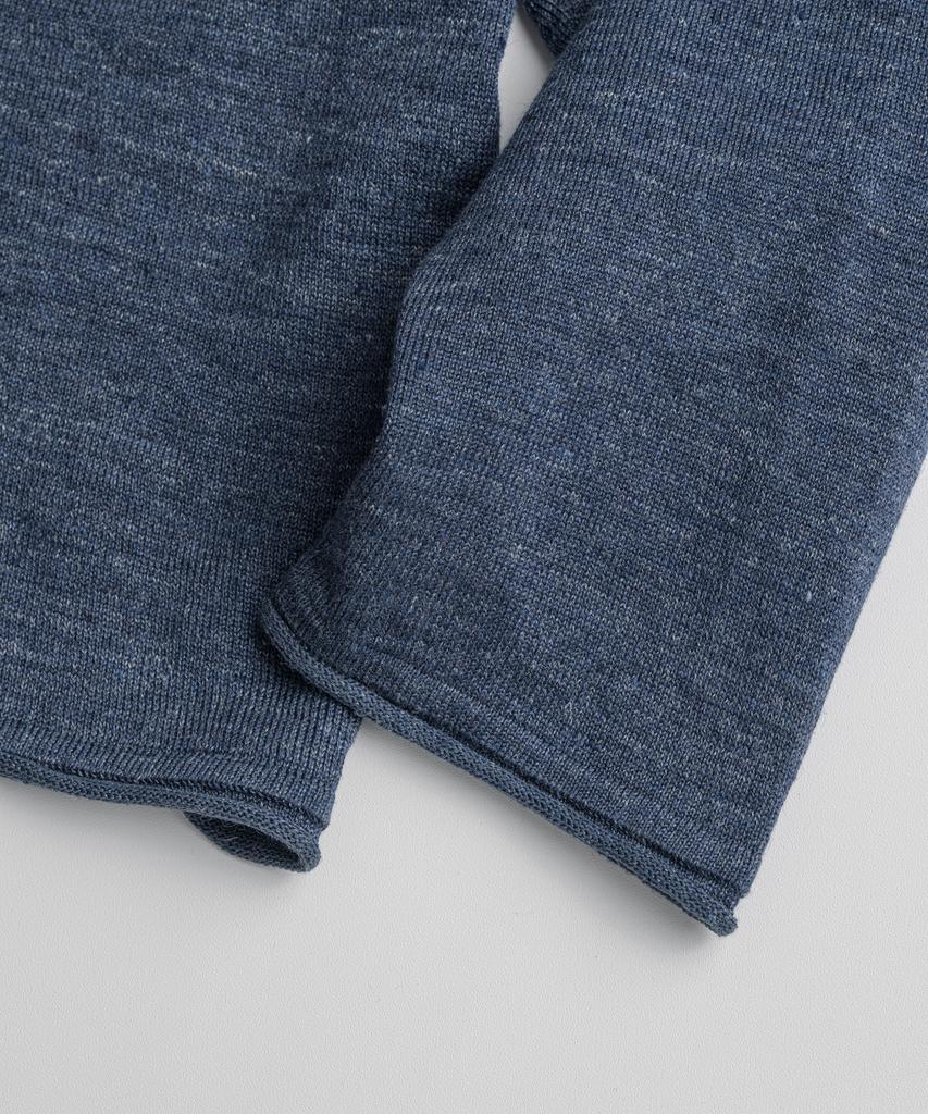 Bihebieo European Flax™ Linen Roll Neck L/S Knit Midnight