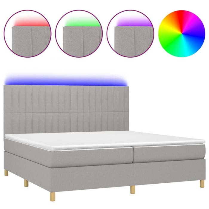 VidaXL Sommier à Lattes de Lit avec Matelas et LED, Lit Rembourré avec Tête de Lit, Lit Double, Lit Adulte de Chambre, 3135621