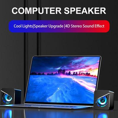 Enhanced Stereo Sound Wired Computer Speaker with LED Light - USB Powered, Dual Speakers for Immersive Audio Experience