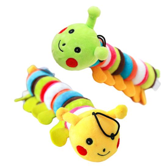 Plush Caterpillar Pet Toy Interactive Squeaky Pet Toy for Small Medium Dogs Soft Stuffed Puppy Chew Toy for Teething