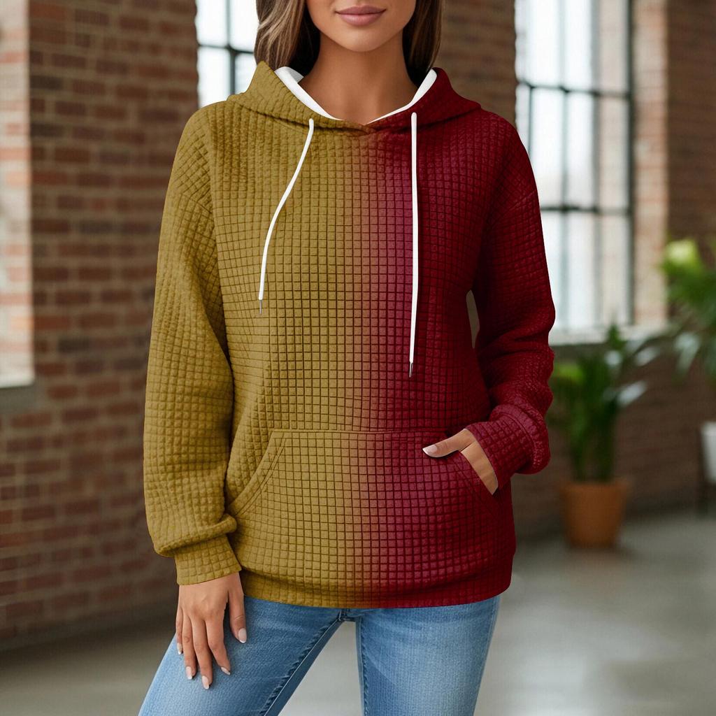 Women's Knit Hoodie - Long Sleeve Pullover with Pocket, Casual Loose-Fit Sweatshirt for Daily Wear/Outdoor