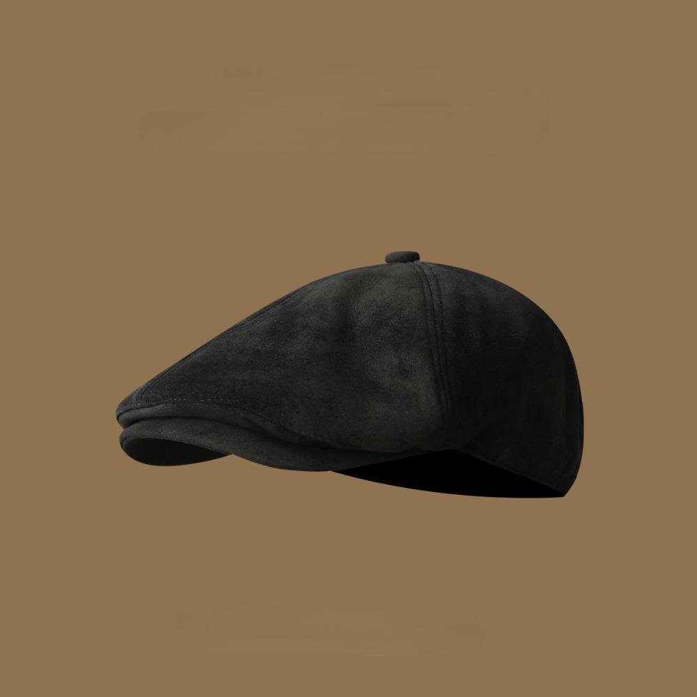 

Trendy Retro Forward Hat Adjustable Imitation Suede Newsboy Cap Classic British Hat Autumn Winter Wear