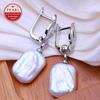 LSOOYH Natural Freshwater Big Irregular Baroque Pearl Earrings For Women Fashion Silver Color Drop Earrings Birthday Gifts