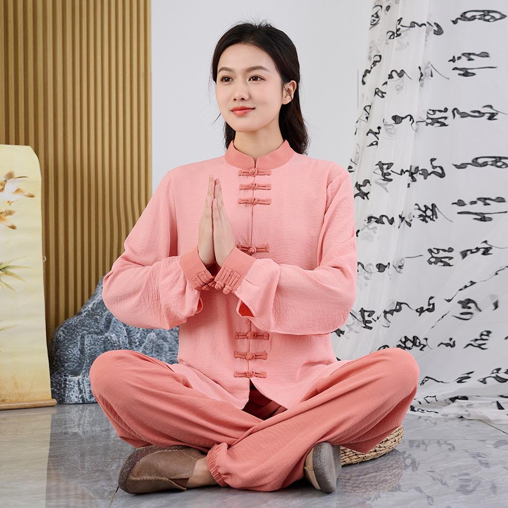 

Унисекс костюм для тай-чи 2025 – Набор для выступлений и упражнений «Восемь парчи» M розовый