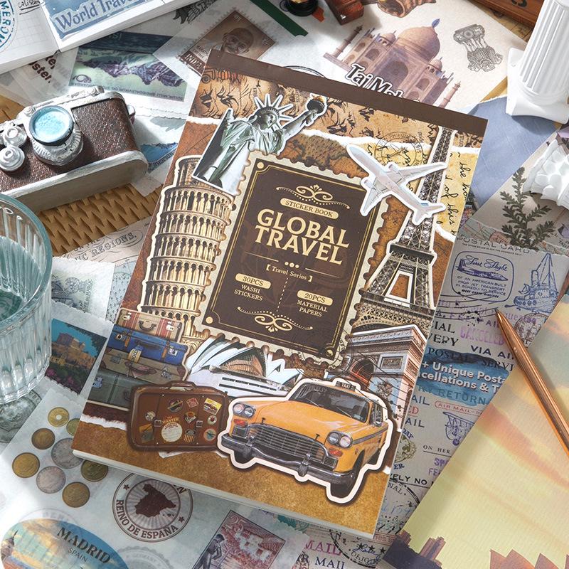 Xin Mo Travel Series Retro Scenery Journal: DIY Material Base with 50 Sheets