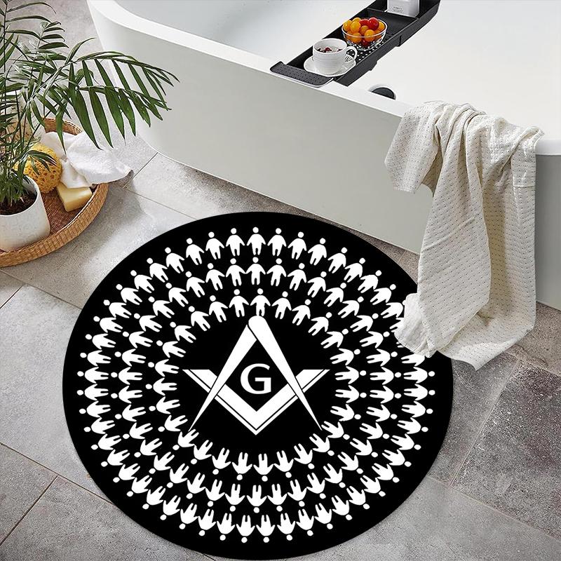 1pc Recognized Freemasonry Round carpet Painted Printed circular carpet, home door mat, outdoor travel protection carpet