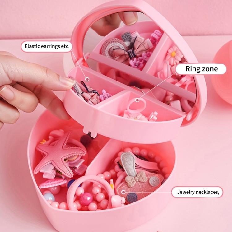 Make-up-Organizer mit Spiegel Herzform Schmuckschatulle Damen Mädchen Valentinstagsgeschenk