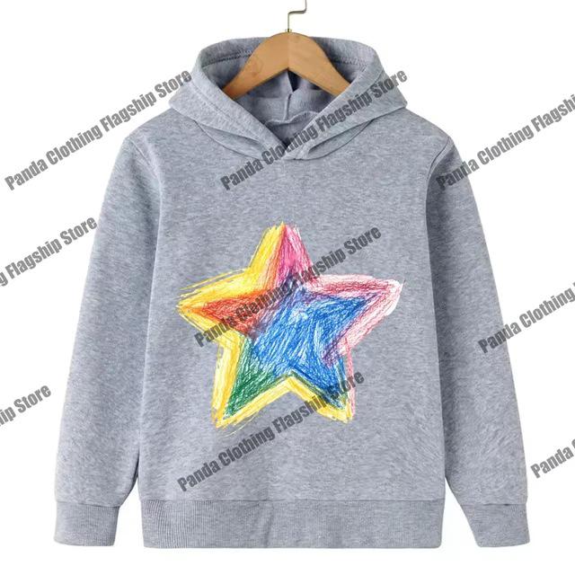 Pink Star Print Children's Hoodie for Boys and Girls - Long-Sleeved and Warm