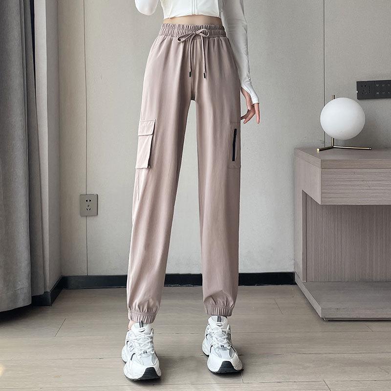 

Женский быстросохнущий спортивный комплект: Летние фитнес-брюки и беговая экипировка с защитой от солнца 2024 L