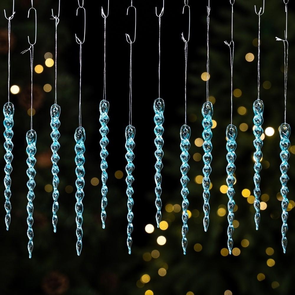 12Pcs High Transparency Christmas Hanging Ice Columns Icicle Decorations Pendant Home Decor