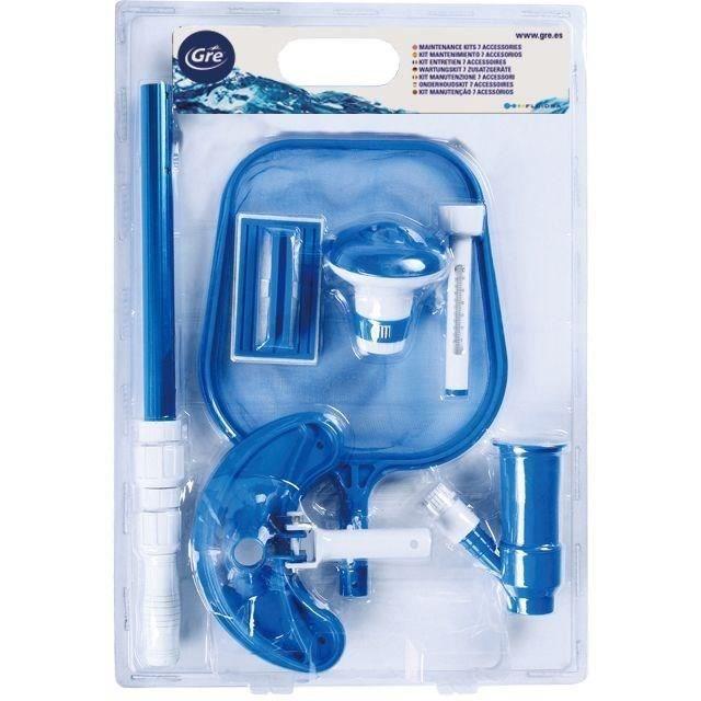 Gre Kit nettoyage piscine 6 accessoires - Brosse, épuisette, manche, thermometre, balai et diffuseur