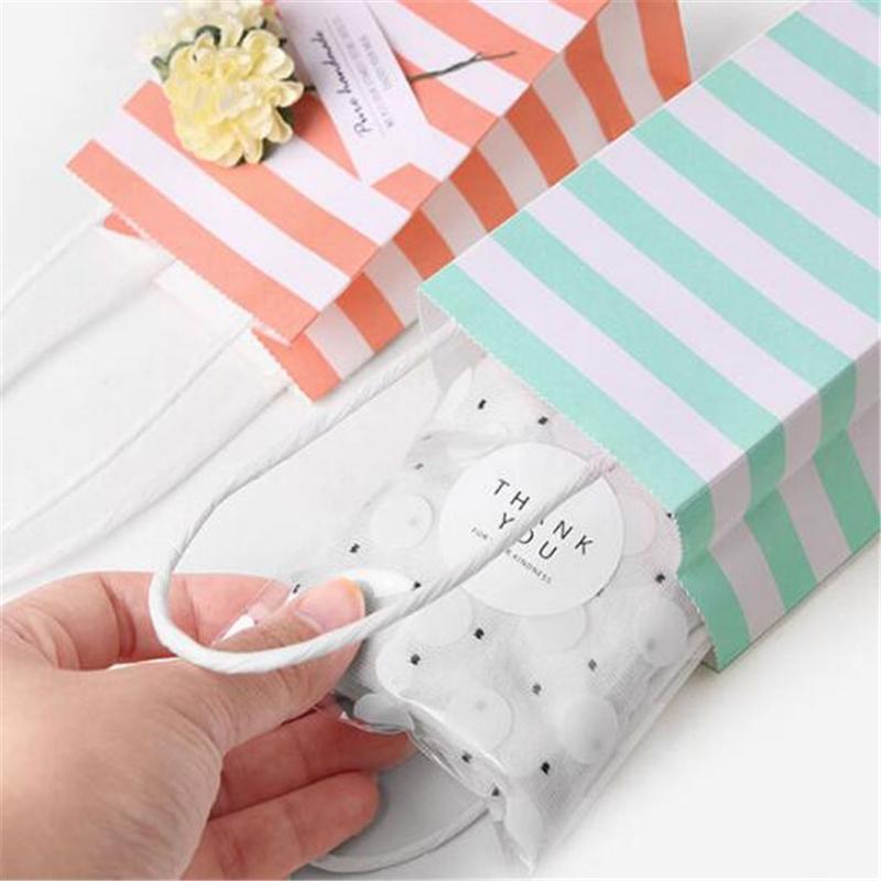 10pcs pink striped tote bag holiday gift packaging snack packaging bag