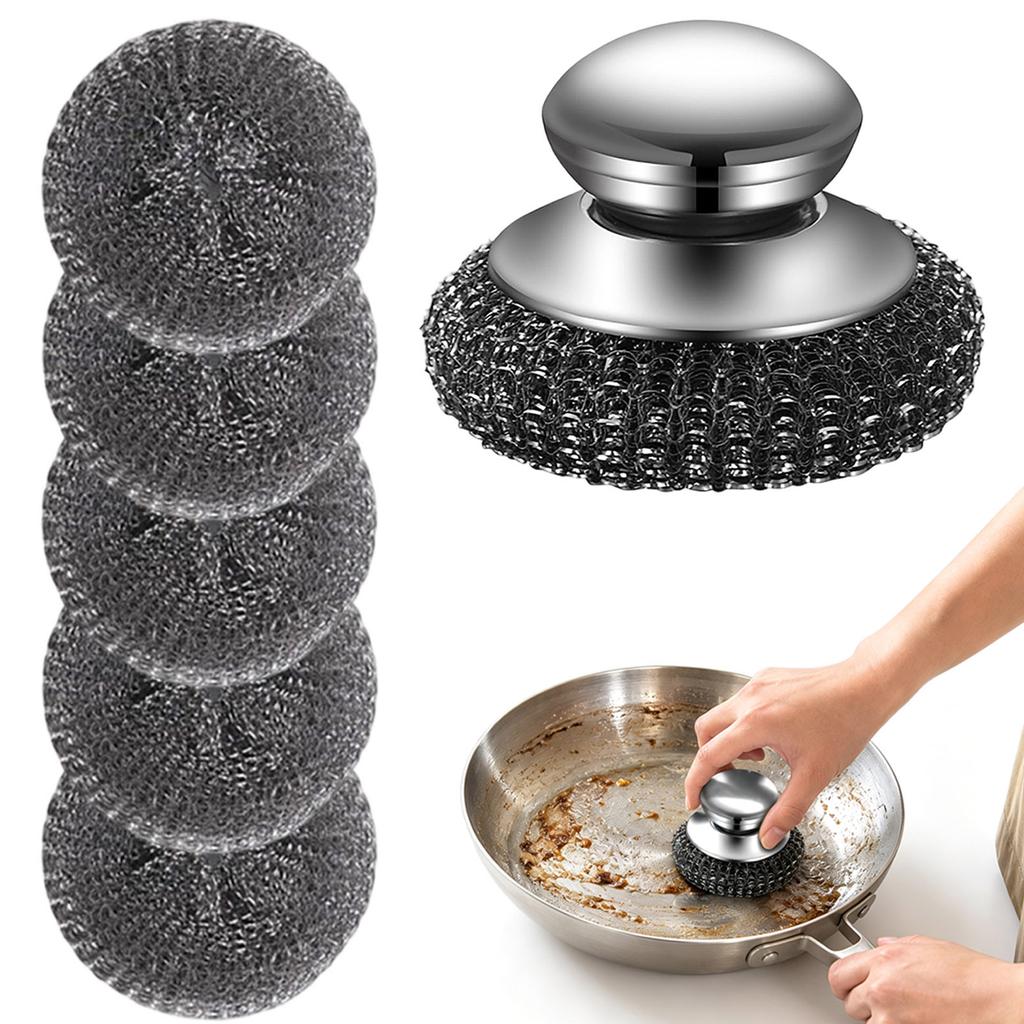 Stainless Scrub Brush, Non-Shedding Kitchen Cleaning Brush for Pots and Pans