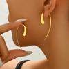 Minimalist Geometric Gold-Plated Stainless Steel Earrings for Women: Streamlined Ear Cuffs and Studs