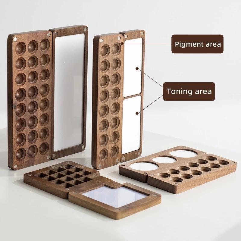 Tragbare hölzerne handgefertigte Aquarell-Farbbox, leere magnetische Saugbox, Palette, Künstler, Reise, Skizze, Malerei, Kunstbedarf