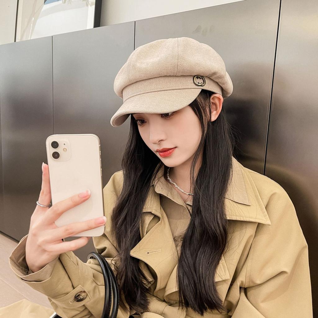 Hats for Women Autumn and Winter Japanese Retro Octagonal Hat Korean Style Fashion Versatile Painter Newspaper Baby Hat Fashion Baseball Hat