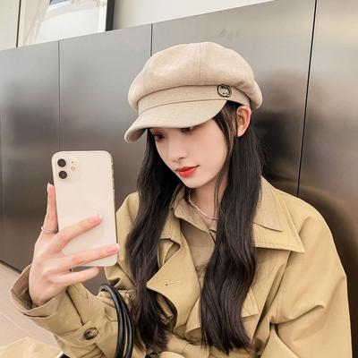 Hats for Women Autumn and Winter Japanese Retro Octagonal Hat Korean Style Fashion Versatile Painter Newspaper Baby Hat Fashion Baseball Hat