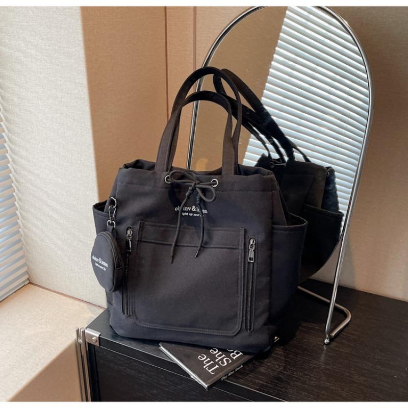 Canvas bag women's large-capacity new summer versatile casual shoulder bag college student commuting tote bag