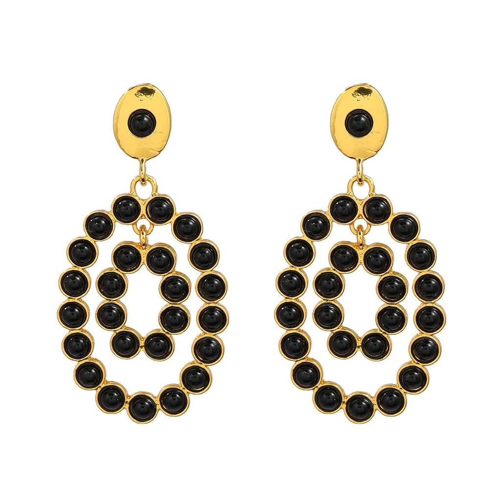 Pinkdudu European American Women Multi Layered Oval Diamond Studded Earrings Fashionable Personalized Geometric Drop Earrings PD2152