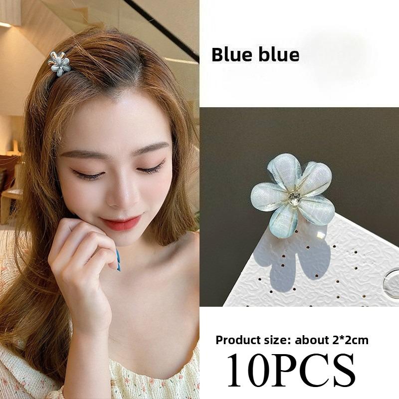 5/10PCS.Spring Camellia Hollow Small Claw Clips for Kids. Minimalist Floral Design, Durable Metal Texture, Secures Bangs Well.