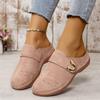 Women's Plus Size Summer Slippers Euro-American Closed-Toe Metal Hollow-Out Shoes