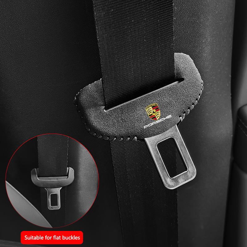 

Suede Car Logo Seat Safety Belt Buckle Cover Interior Accessories For Porsche 911 Cayenne Carrera 928 Panamera Boxster Macan 918