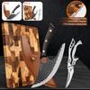 WXCOO Cutting Board Made of High Quality Acacia Wood On Both Sides Stainless Steel Chef Knife Meat Cleaver Kitchen Scissors