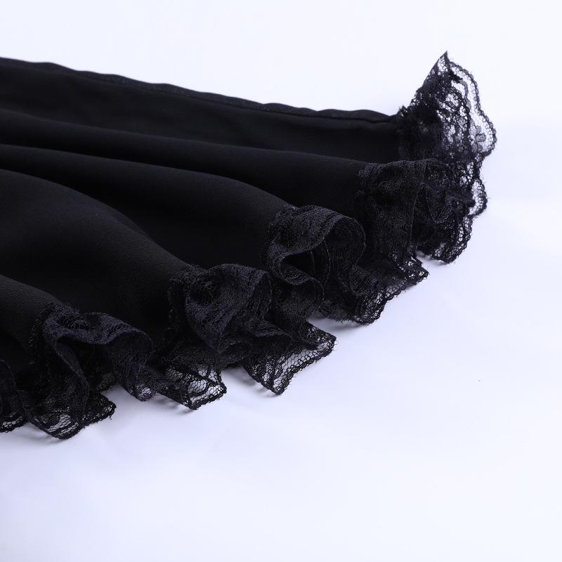 Dark Spring/Summer Lace Bell Sleeve Casual Black Cardigan Top