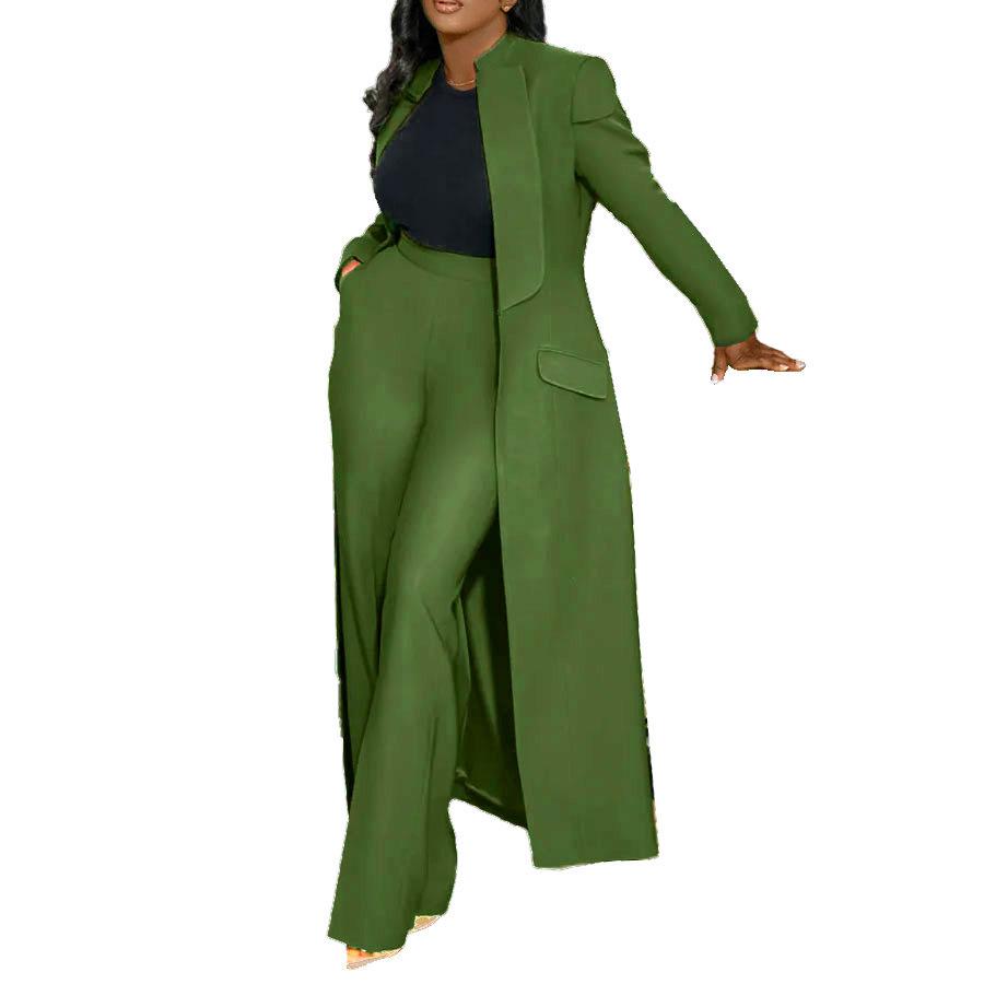Long Coat and Wide Leg Pants 2 Piece Set In Multiple Colors