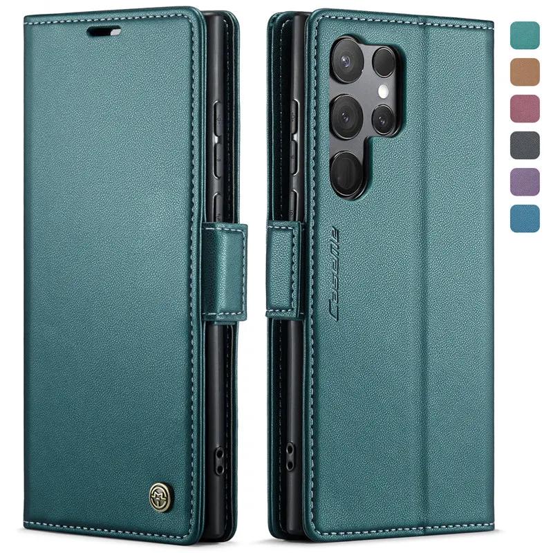 CaseMe Flip Stand Leather Phone Case for Samsung Galaxy S26 Ultra S25 Edge S24 FE S23 Ultra S22 S21 S20 Plus Wallet Card Holder Back Cover Coque Etui