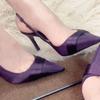Spot 24H8 Bag Head Sandals Women's 2025 New Thin Heel Pointed Back Empty French Temperament Satin Beautiful High Heels