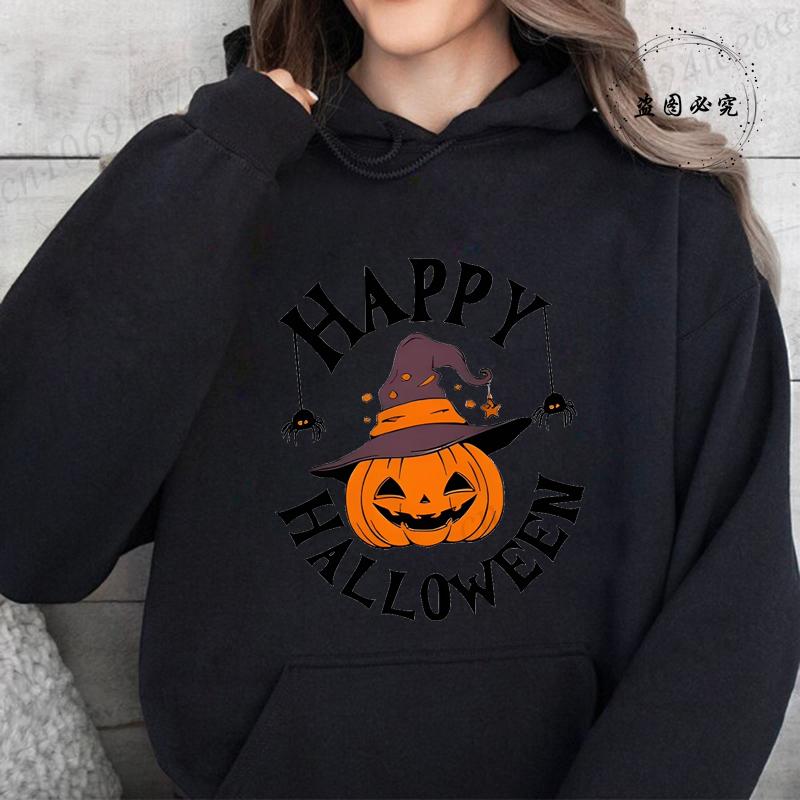 Boo Boo Crew Ghost Prints Halloween Hoodies Women Winter Fleece Warm Hoodies Crewneck Loose Pullovers Casual Soft Sweatshirts