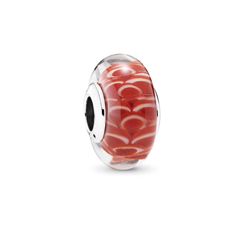 NEW Red Bead Maple Leaf Cosmetics Fish Heart Dangle Charm Fit Original 925 Sterling Copper Women Bracelet For DIY Zircon Gift