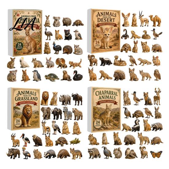 Holiday Box Gifts Animals Advent Calendar 2026, 24-Day Christmas Countdown with 24 Pcs 2D Party Favors Acrylic Wild Animal Pendants, Gift for Family,