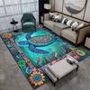 Vibrant Turtle Artistic Pattern Carpet, 800g/M² Polyester Office Chair Rug Decor, Durable Floor Mat