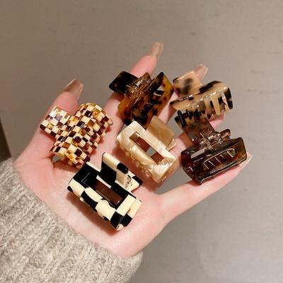 New Checkerboard Acetate Hairpin Elegant Temperament Female Back of the Head Grab Clip