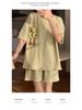2025 Women's Short-Sleeved Summer Pajamas with Chest Pads - Cute Cartoon Style