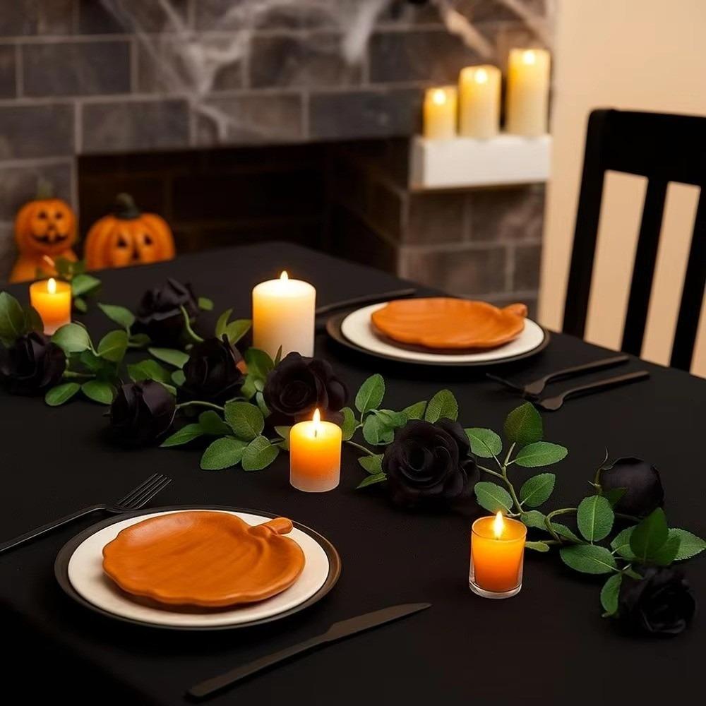200cm Simulated Flowers Rose Pattern Black Color Artificial Rose Vines Realistic Handmade Halloween Garland Halloween Party
