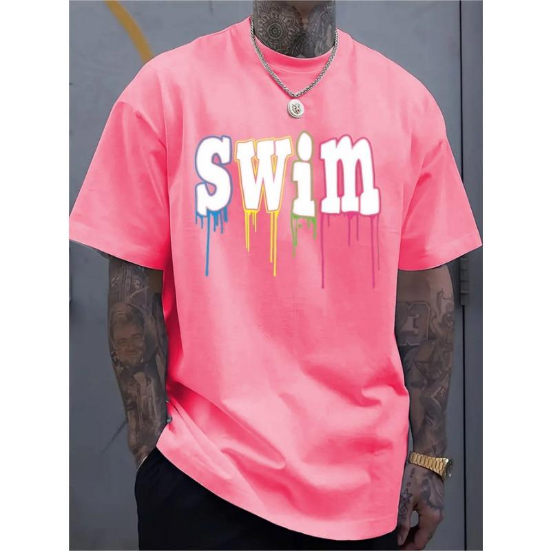 Men s fashionable round neck T-shirts are trendy, fashionable, comfortable, home and leisure S