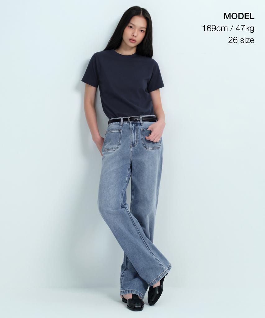 MUSINSA STANDARD WOMAN Women'S Out Pocket Regular Fit Denim Pants [Light Indigo]