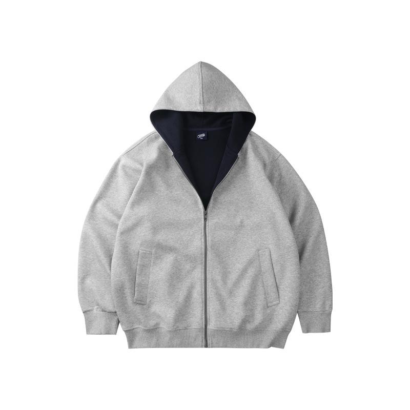 Męska bluza z kapturem i zamkiem, kardigan, niebiesko-szara - Rozmiar od M do L