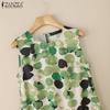 ZANZEA Women Casual Round Neck Summer Sleeveless Print Dress