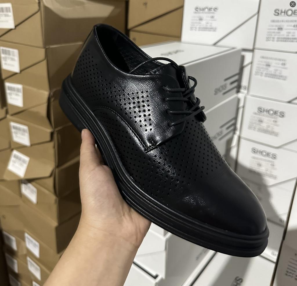 Men's leather shoes spring new business dress casual trendy shoes wedding breathable work height-increasing shoes