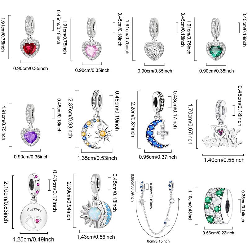 Kupfer Mehrfarbig Liebesherz Serie Charms Perlen Passen Original Pan Armband Armreifen DIY Feiner Schmuck Für Frauen