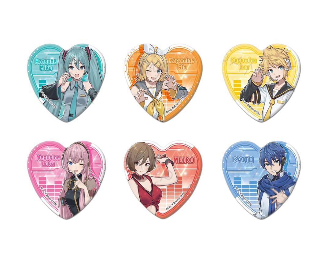 Hatsune Miku & Piapro Characters" Heart-Shaped Can Badges [6 Types in Total, Trading] Box of 6